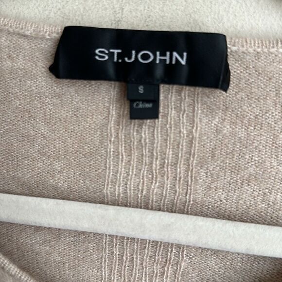 St. John V-Neck Tan Cashmere & Silk Swearer S - Picture 7 of 8